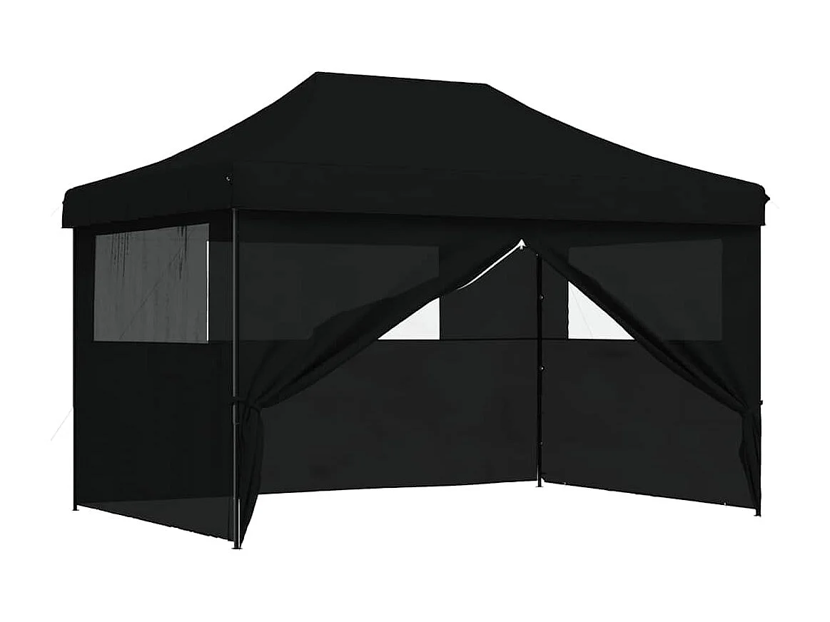 Carpa plegable para fiestas de 4 lados, color negro
