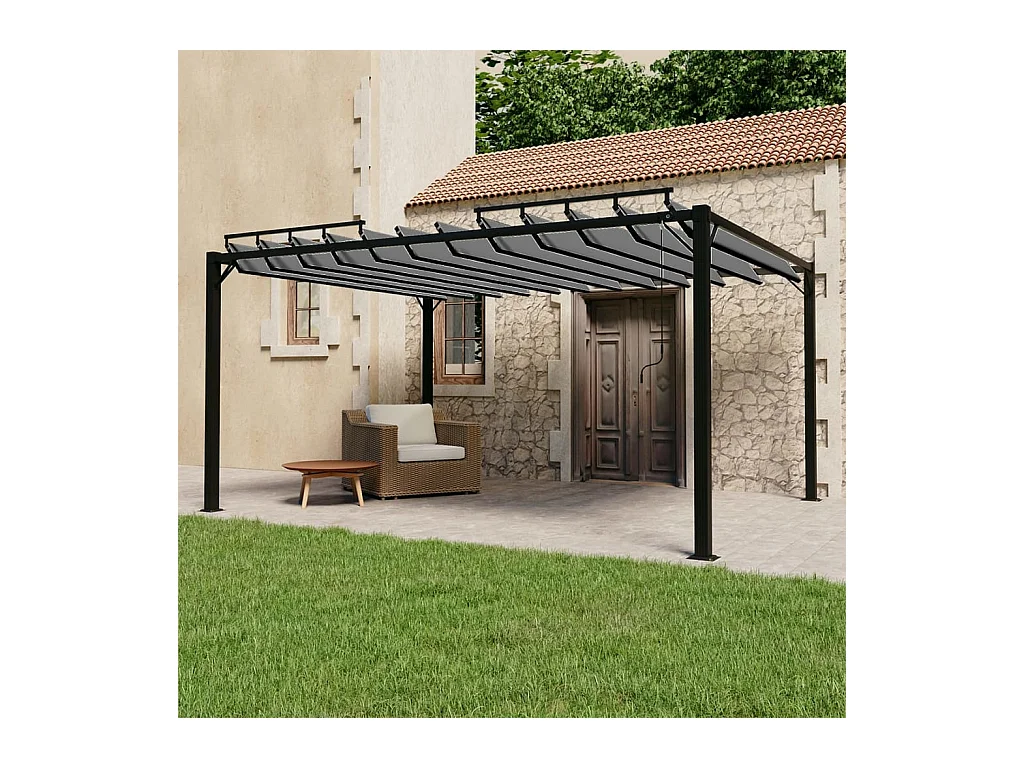 Cenador con techo de lamas 3x4 m Antracita Tejido de aluminio