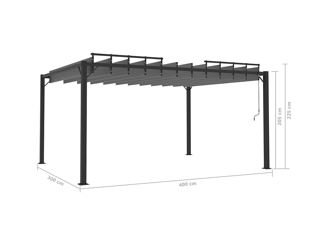 Cenador con techo de lamas 3x4 m Antracita Tejido de aluminio