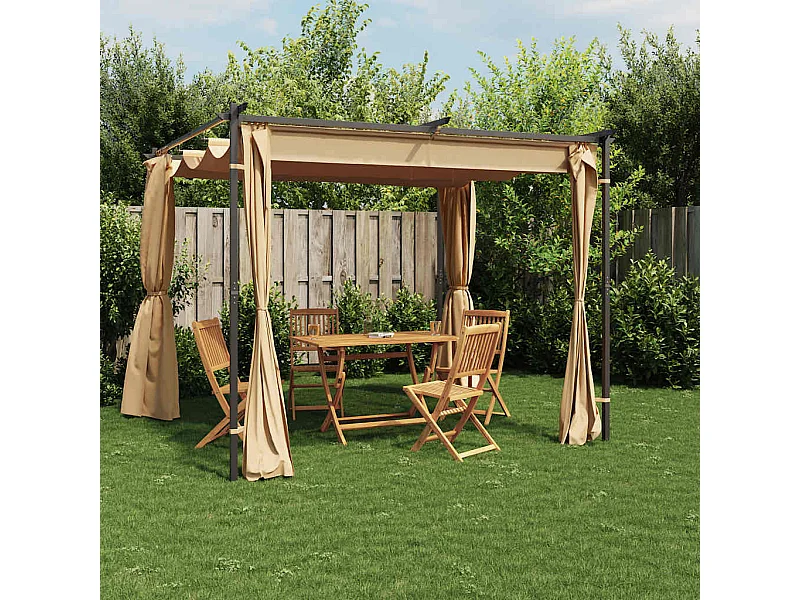Tonnelle avec rideaux 3x3 m Taupe Acier