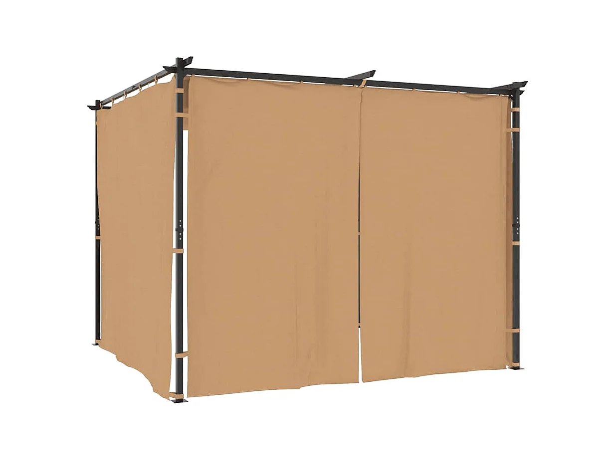 Gazebo con tende 3x3 m Acciaio Tortora