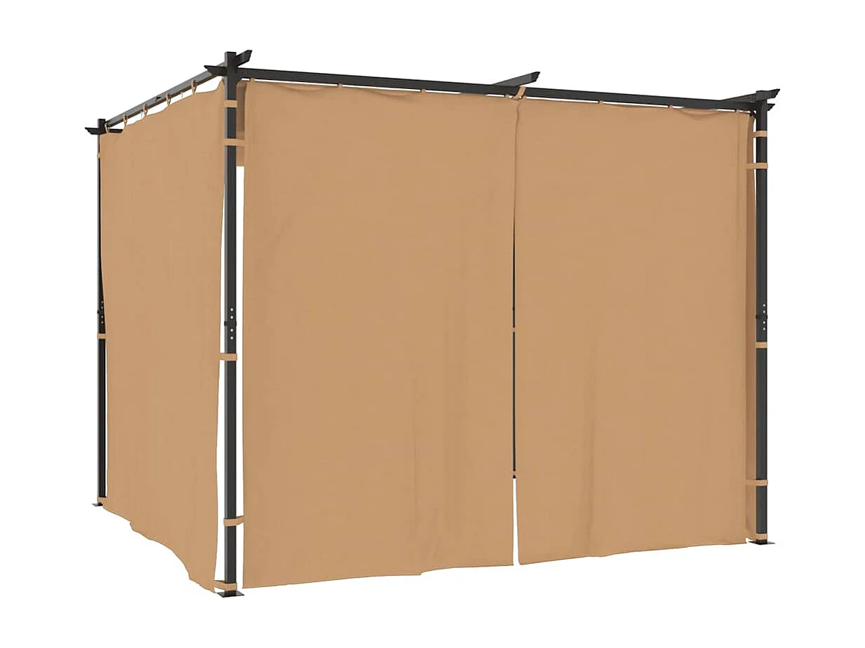 Tonnelle avec rideaux 3x3 m Taupe Acier