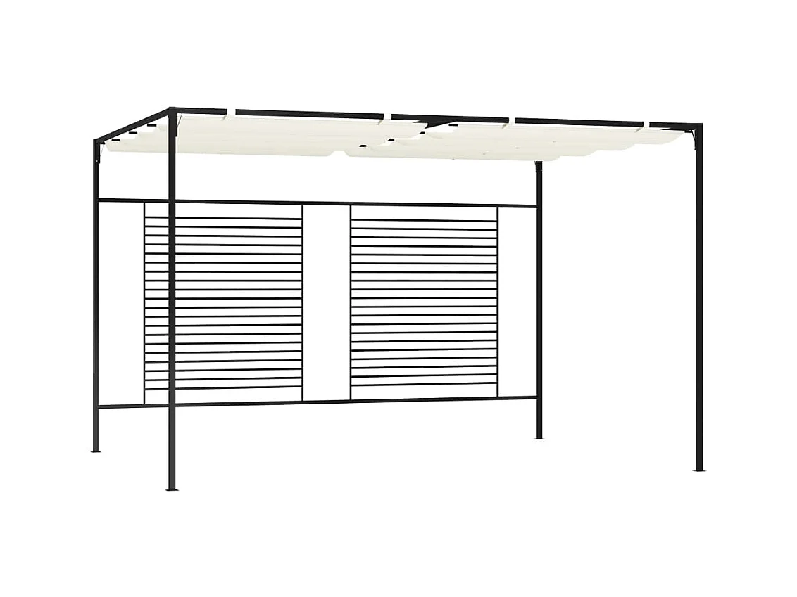 Cenador con toldo retráctil 3x4x2,3 m Crema 180 g/m²