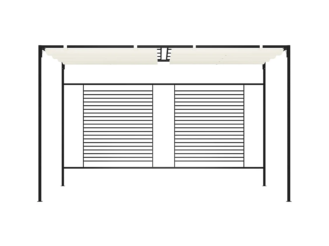 Cenador con toldo retráctil 3x4x2,3 m Crema 180 g/m²