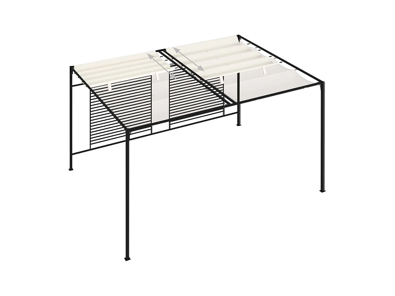 Cenador con toldo retráctil 3x4x2,3 m Crema 180 g/m²