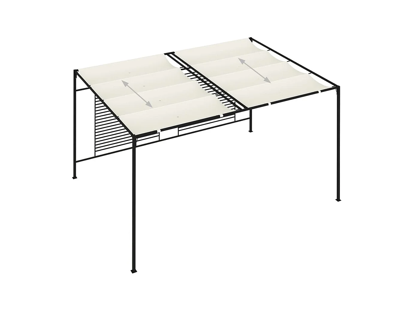 Cenador con toldo retráctil 3x4x2,3 m Crema 180 g/m²