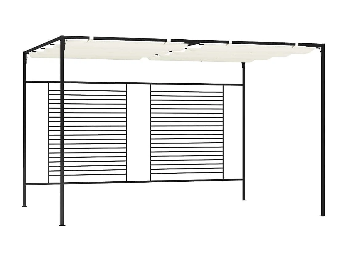 Cenador con toldo retráctil 3x4x2,3 m Crema 180 g/m²