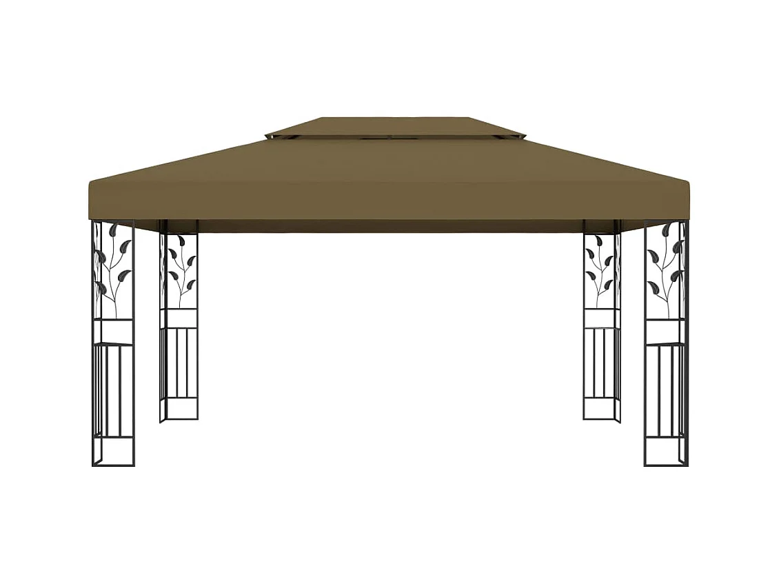 Pavillon mit Doppeldach 3x4 m Taupe 180 g/m²