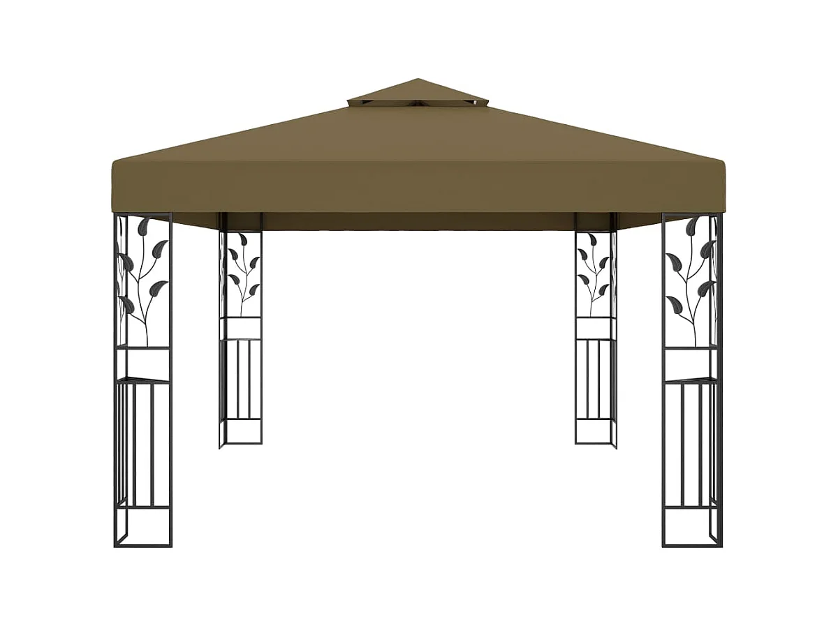 Pavillon mit Doppeldach 3x4 m Taupe 180 g/m²