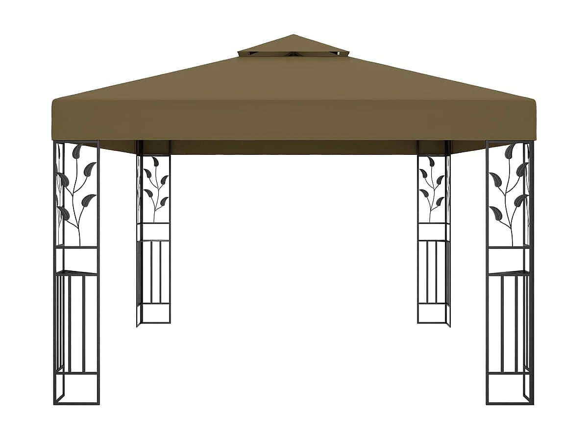 Cenador con techo doble 3x4 m Taupe 180 g/m²