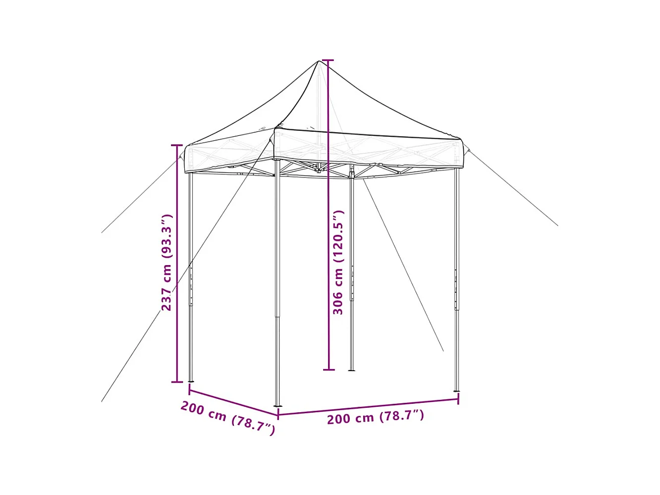 Carpa de recepción plegable retráctil beige 200x200x306 cm