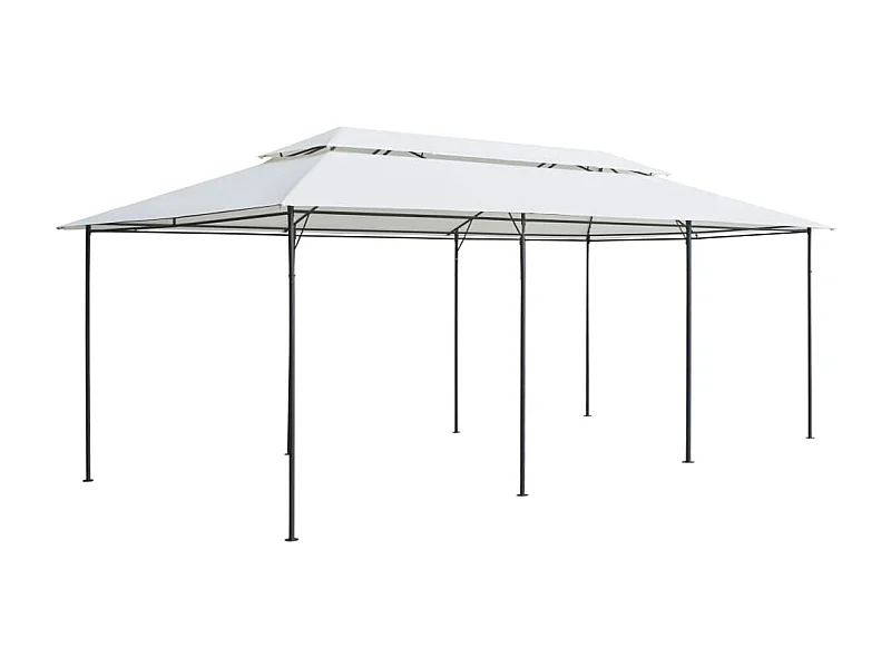Gazebo met gordijnen 600x298x270 cm Wit 180 g/m²