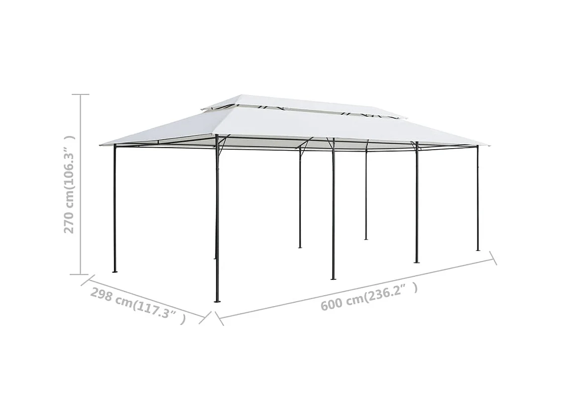 Gazebo met gordijnen 600x298x270 cm Wit 180 g/m²