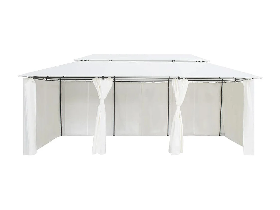 Cenador con cortinas 600x298x270 cm Blanco 180 g/m²