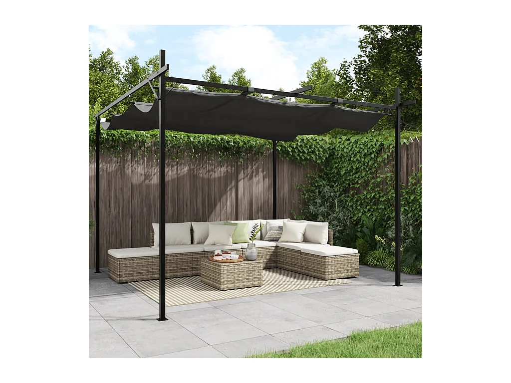 Pergola mit einziehbarem Dach anthrazit 295x292x230 cm