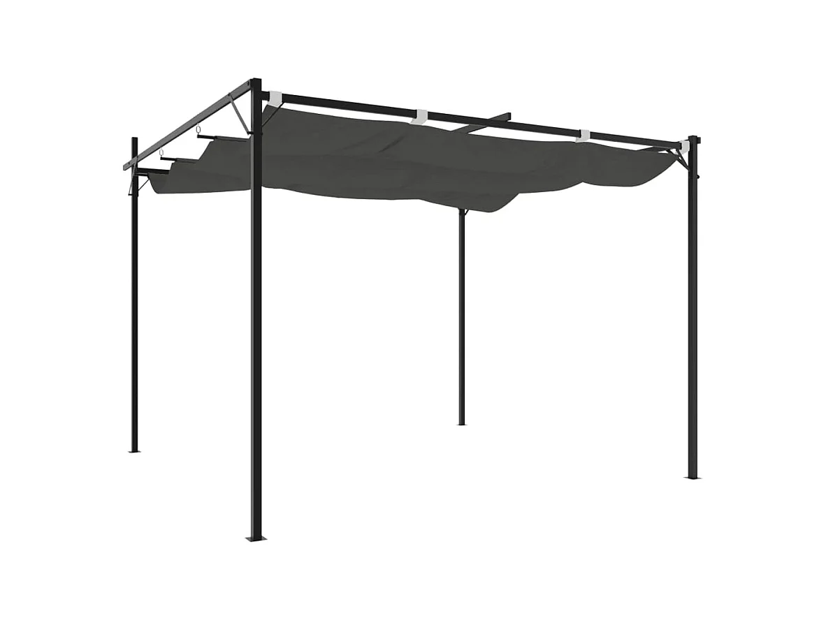 Pergola mit einziehbarem Dach anthrazit 295x292x230 cm