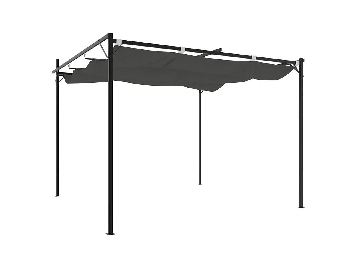 Pergola mit einziehbarem Dach anthrazit 295x292x230 cm