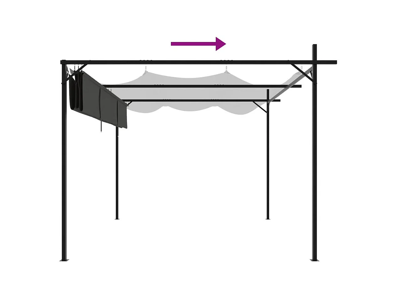 Pergola mit einziehbarem Dach anthrazit 295x292x230 cm