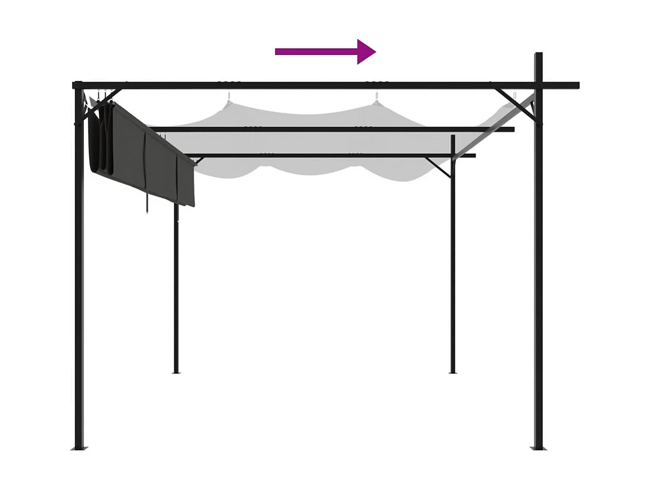 Pergola con tetto retrattile antracite 295x292x230 cm