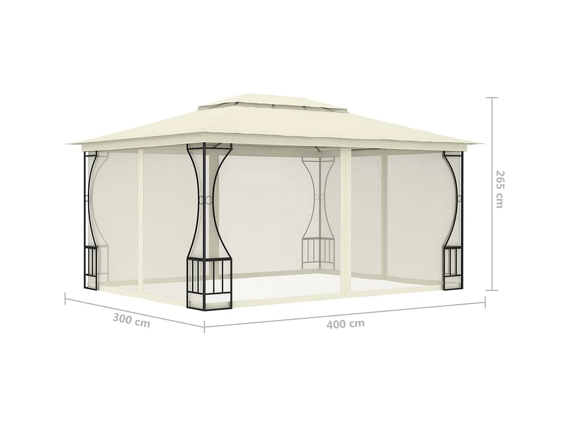 Cenador con mosquitera 300x400x265 cm Crema