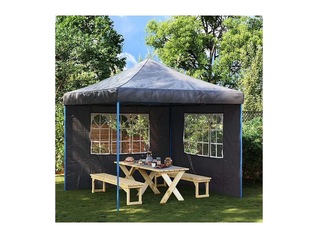 2-teilige Empfangszeltwand mit Fenster PE Anthrazit