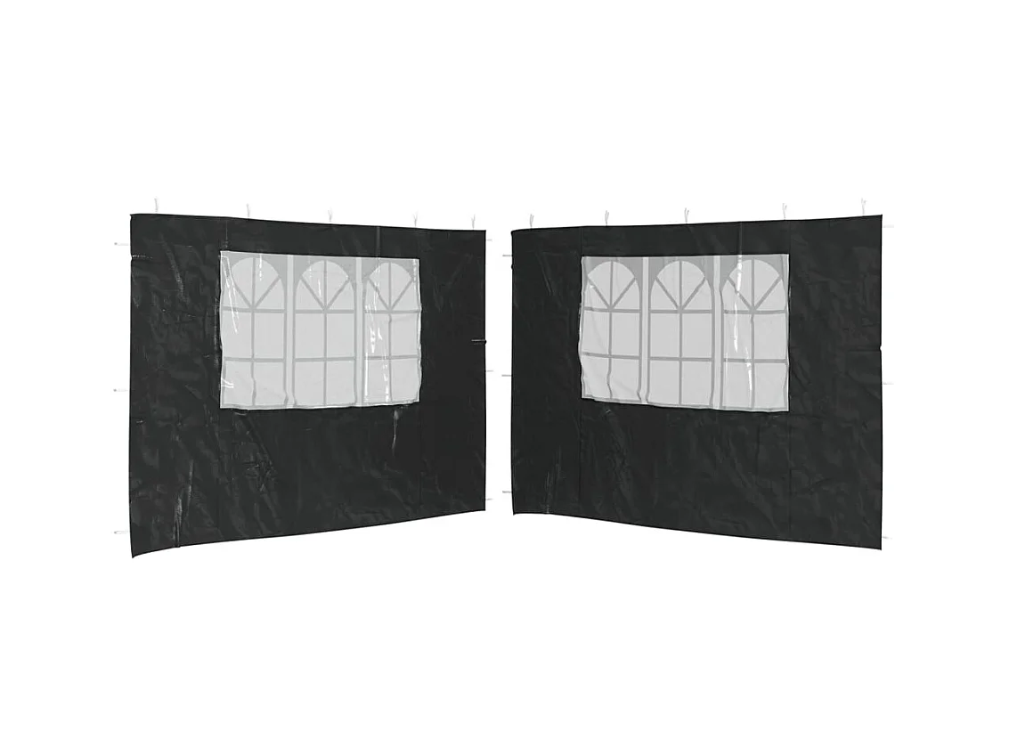 2-teilige Empfangszeltwand mit Fenster PE Anthrazit