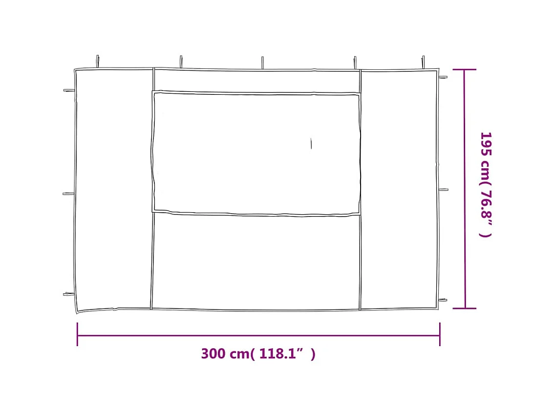 2-teilige Empfangszeltwand mit Fenster PE Anthrazit