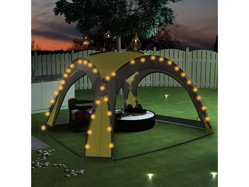 Carpa de recepción con LED y 4 paredes 3,6x3,6x2,3 m Verde