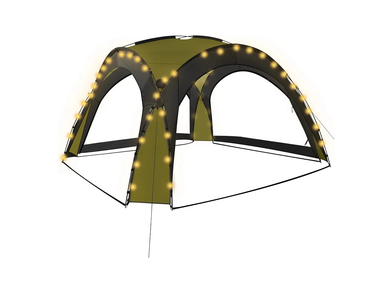 Tenda per ricevimento con LED e 4 pareti 3,6x3,6x2,3 m Verde