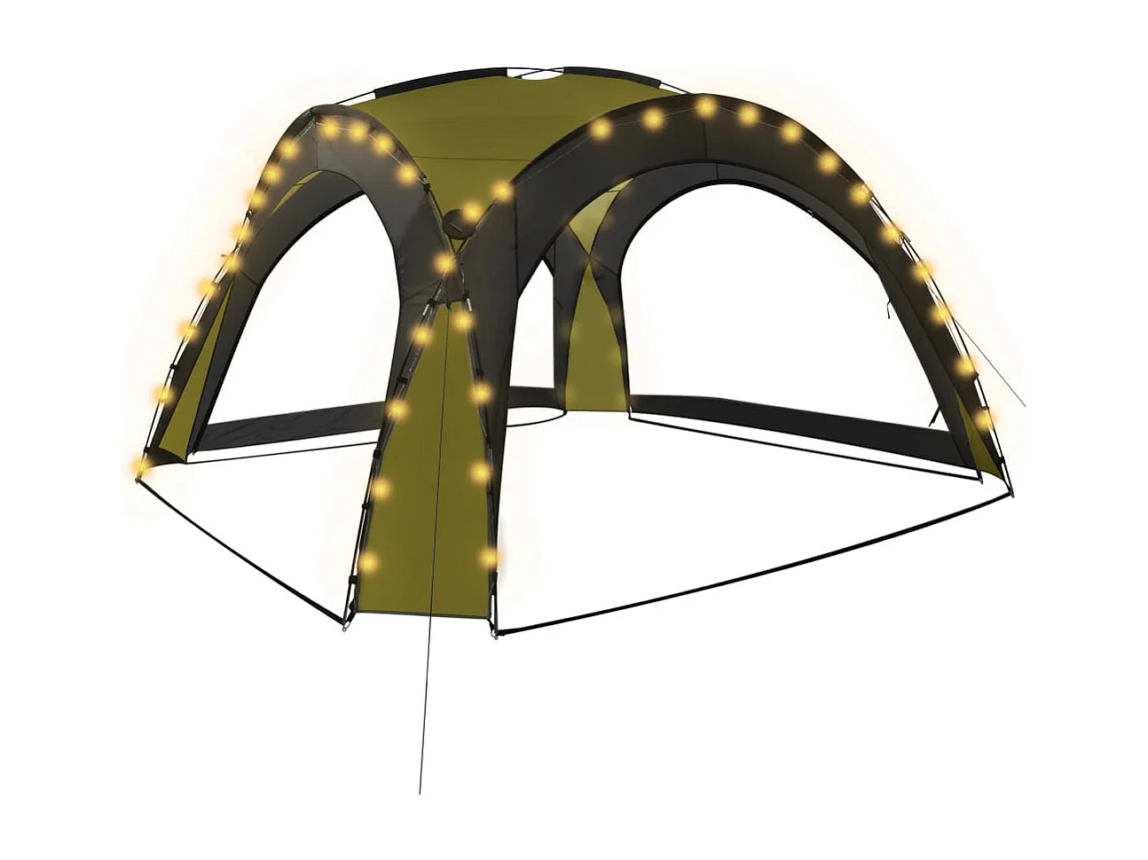 Tenda per ricevimento con LED e 4 pareti 3,6x3,6x2,3 m Verde