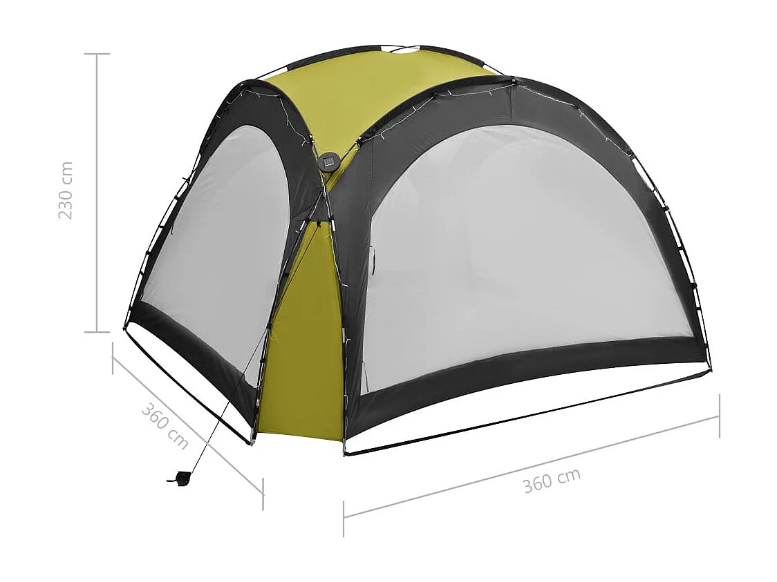 Tenda per ricevimento con LED e 4 pareti 3,6x3,6x2,3 m Verde