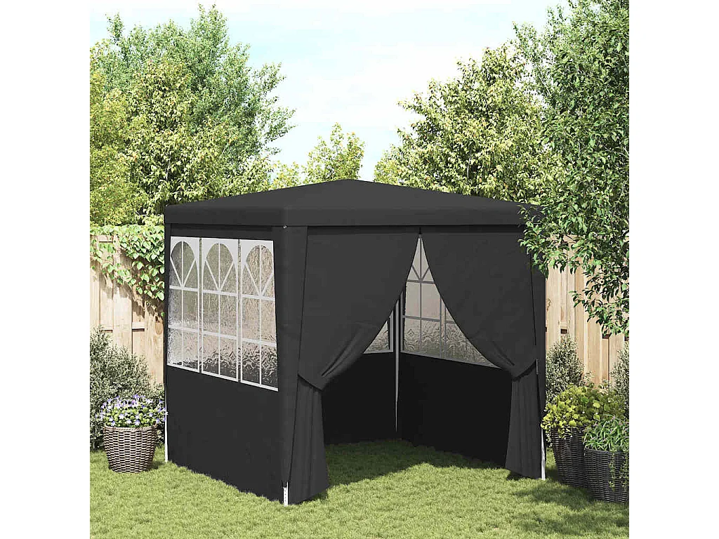 Carpa de recepción y paredes laterales 2x2 m Antracita 90 g/m²