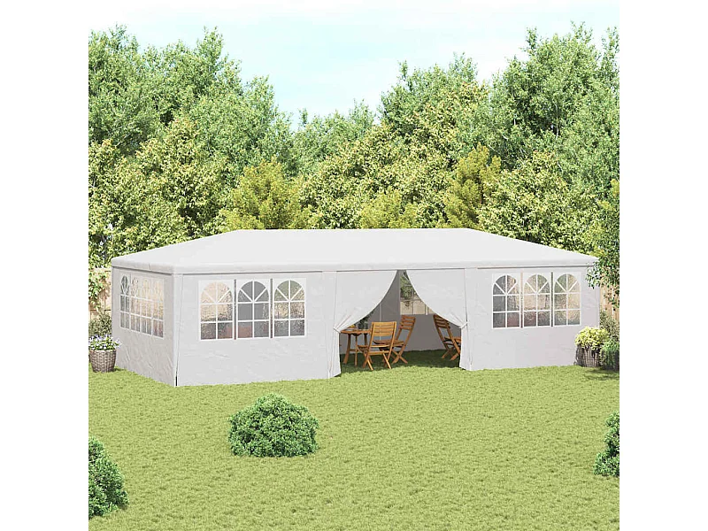 Carpa de recepción con paredes laterales 4x9 m Blanco 90 g/m²