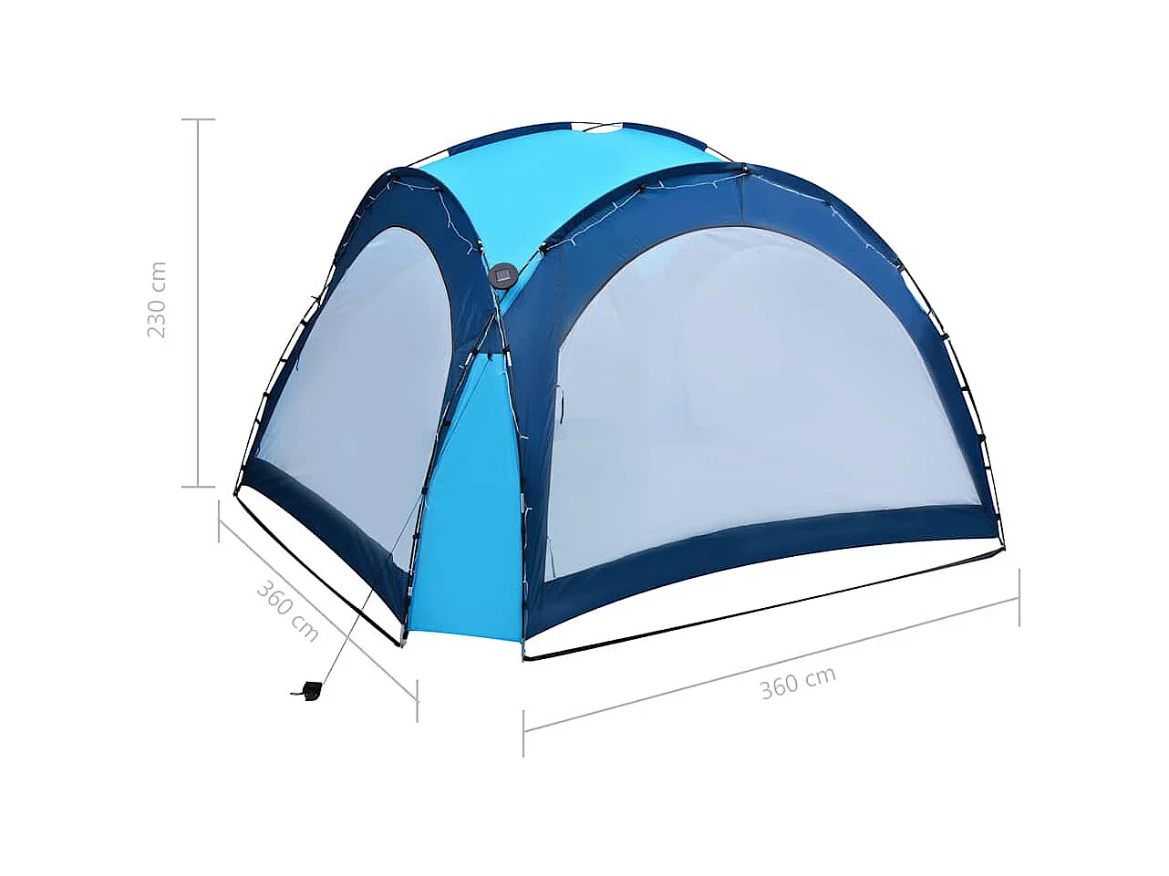 Carpa de recepción con LED y 4 paredes 3,6x3,6x2,3 m Azul