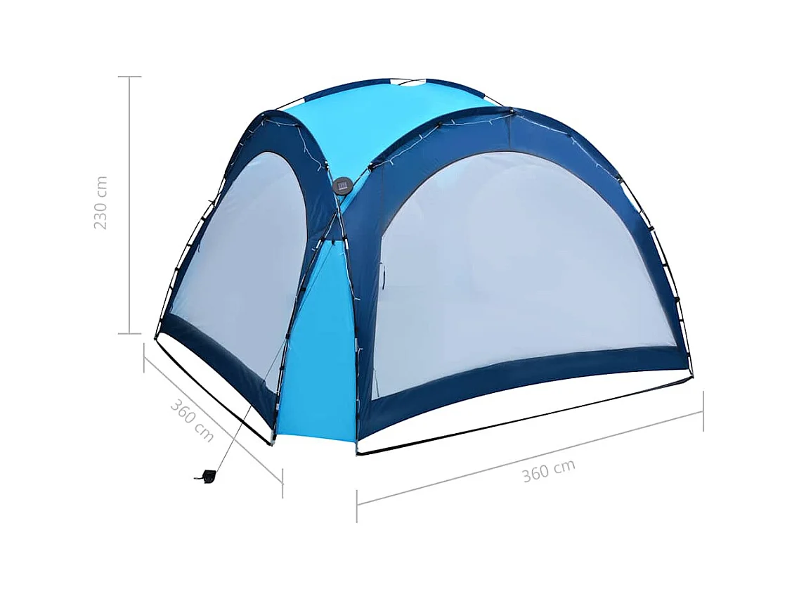 Carpa de recepción con LED y 4 paredes 3,6x3,6x2,3 m Azul