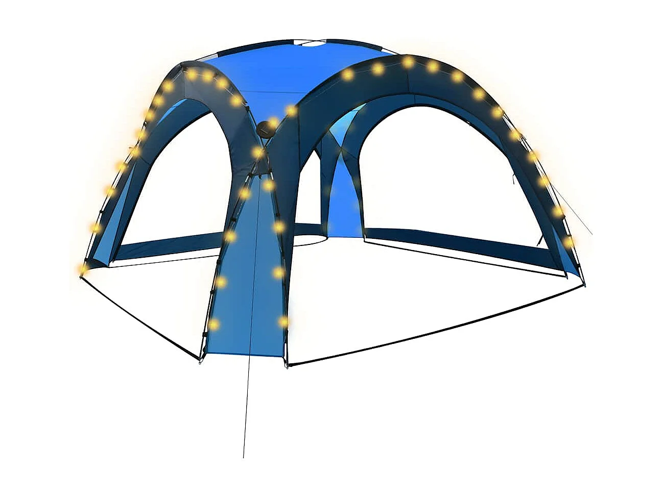 Tenda per ricevimenti con LED e 4 pareti 3,6x3,6x2,3 m Blu