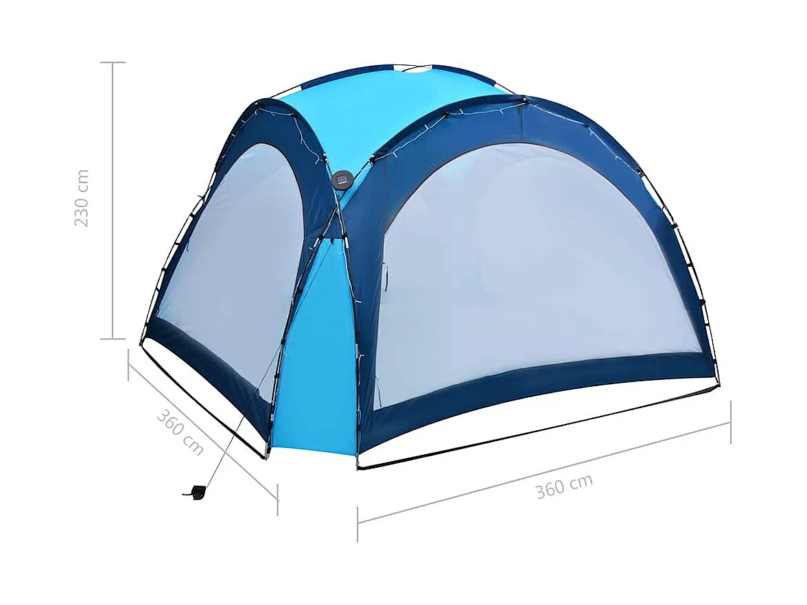 Tenda per ricevimenti con LED e 4 pareti 3,6x3,6x2,3 m Blu