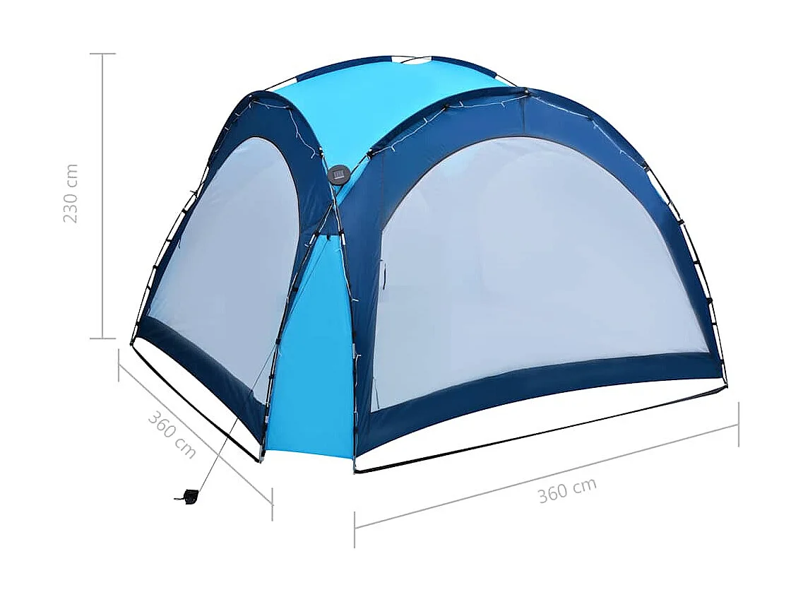 Tenda per ricevimenti con LED e 4 pareti 3,6x3,6x2,3 m Blu