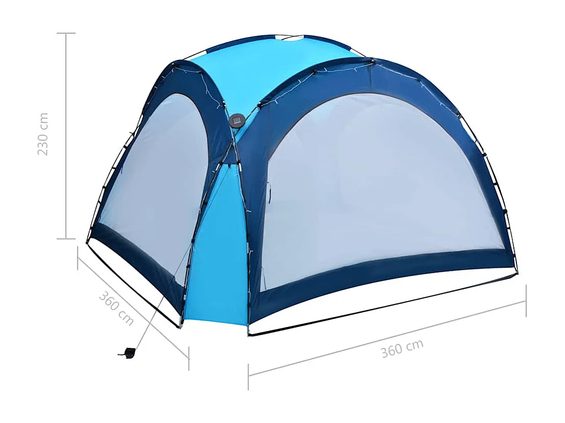 Tenda per ricevimenti con LED e 4 pareti 3,6x3,6x2,3 m Blu