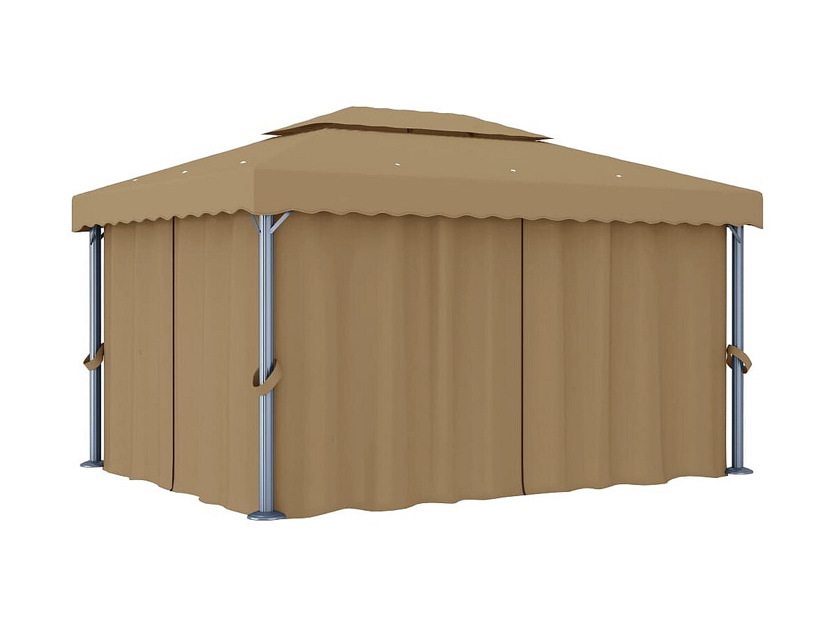 Tonnelle avec rideau 4x3 m Taupe Aluminium