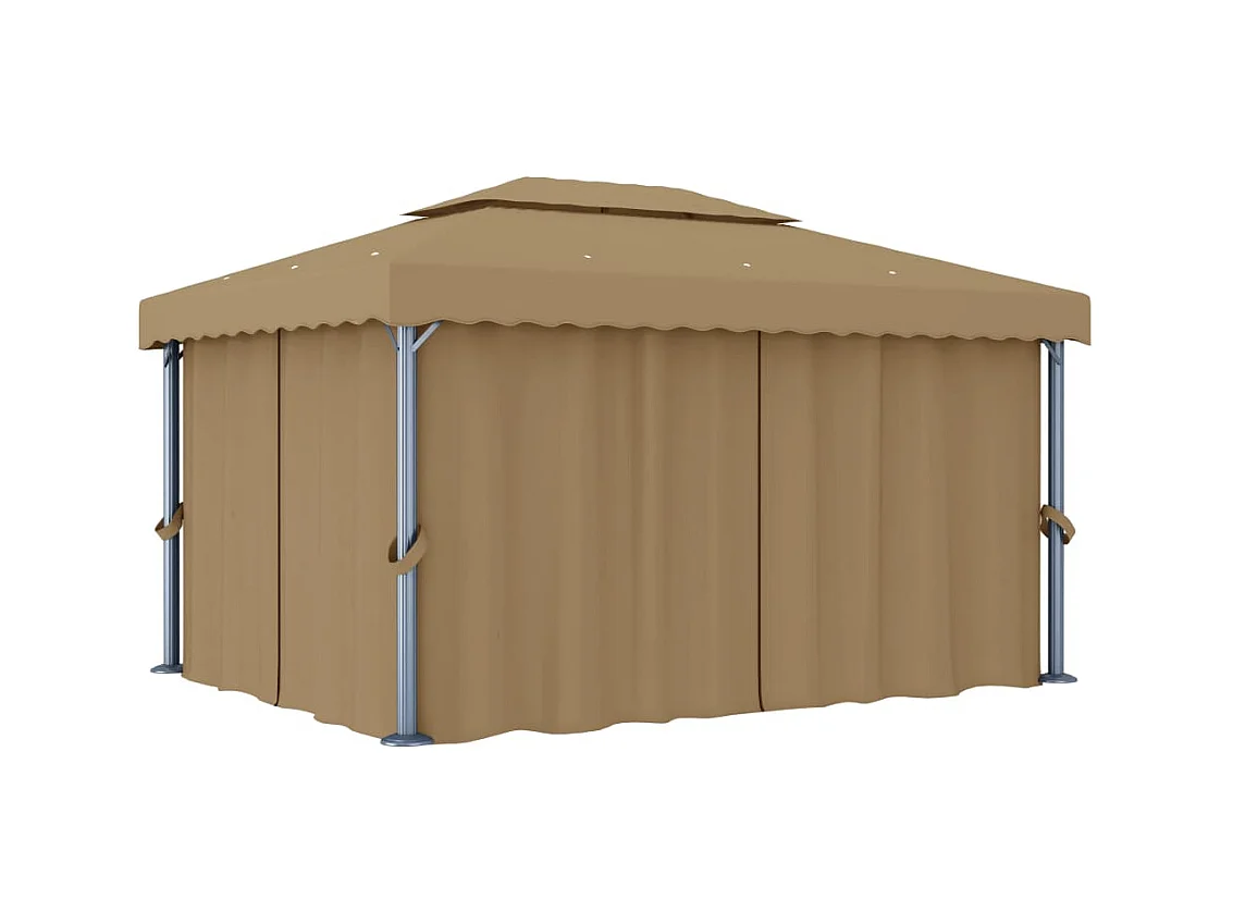 Gazebo con cortina 4x3 m Aluminio Taupe