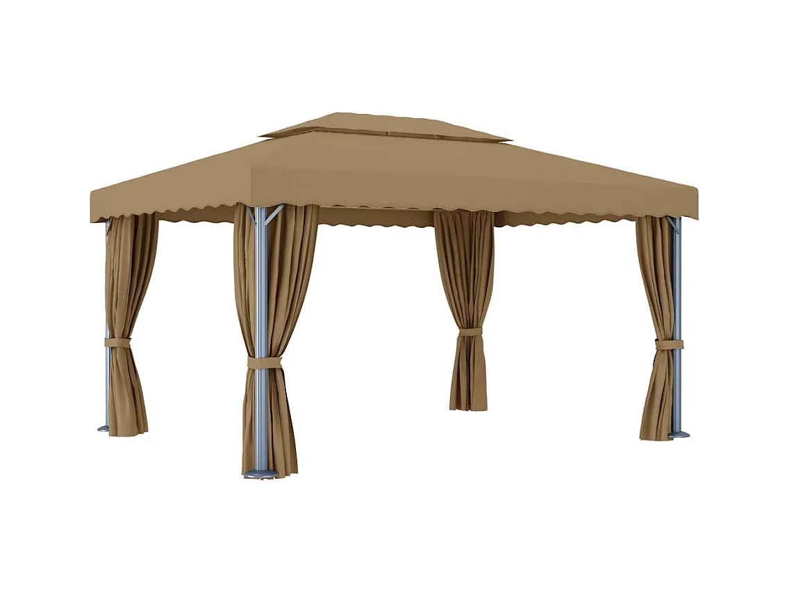 Gazebo con cortina 4x3 m Aluminio Taupe