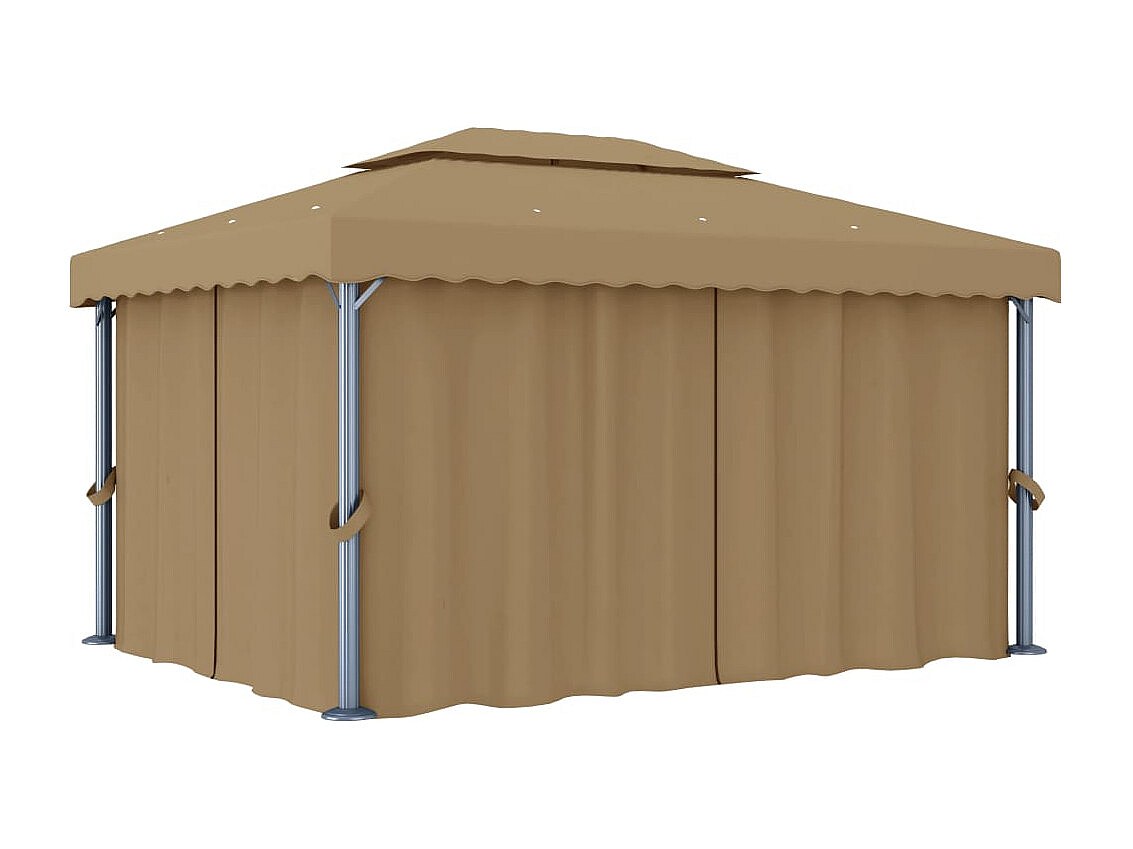 Tonnelle avec rideau 4x3 m Taupe Aluminium