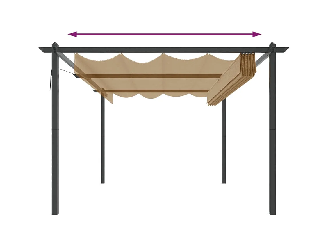 Cenador de jardín con techo retráctil 4x3 m Taupe