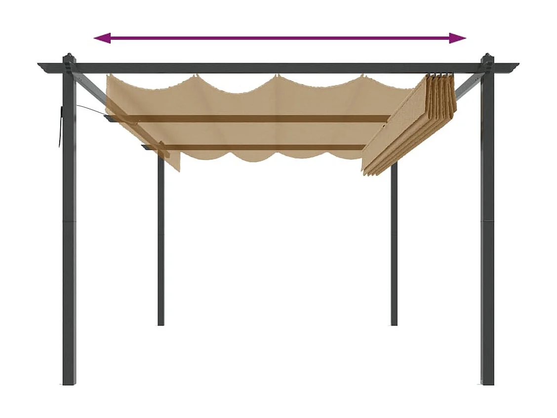 Cenador de jardín con techo retráctil 4x3 m Taupe