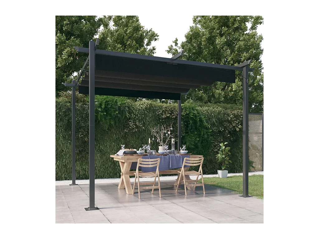 Cenador de jardín con techo retráctil 3x3 m Antracita