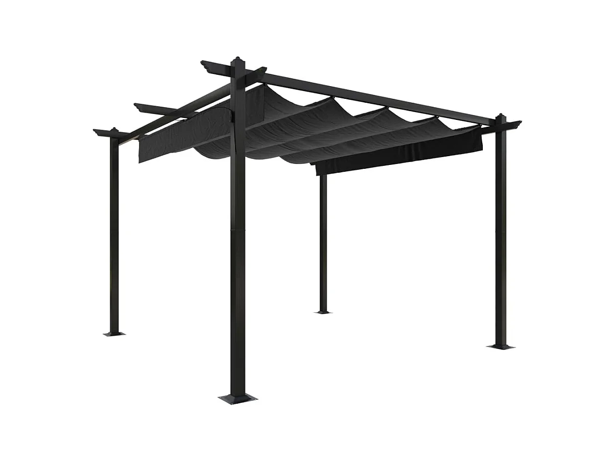 Cenador de jardín con techo retráctil 3x3 m Antracita