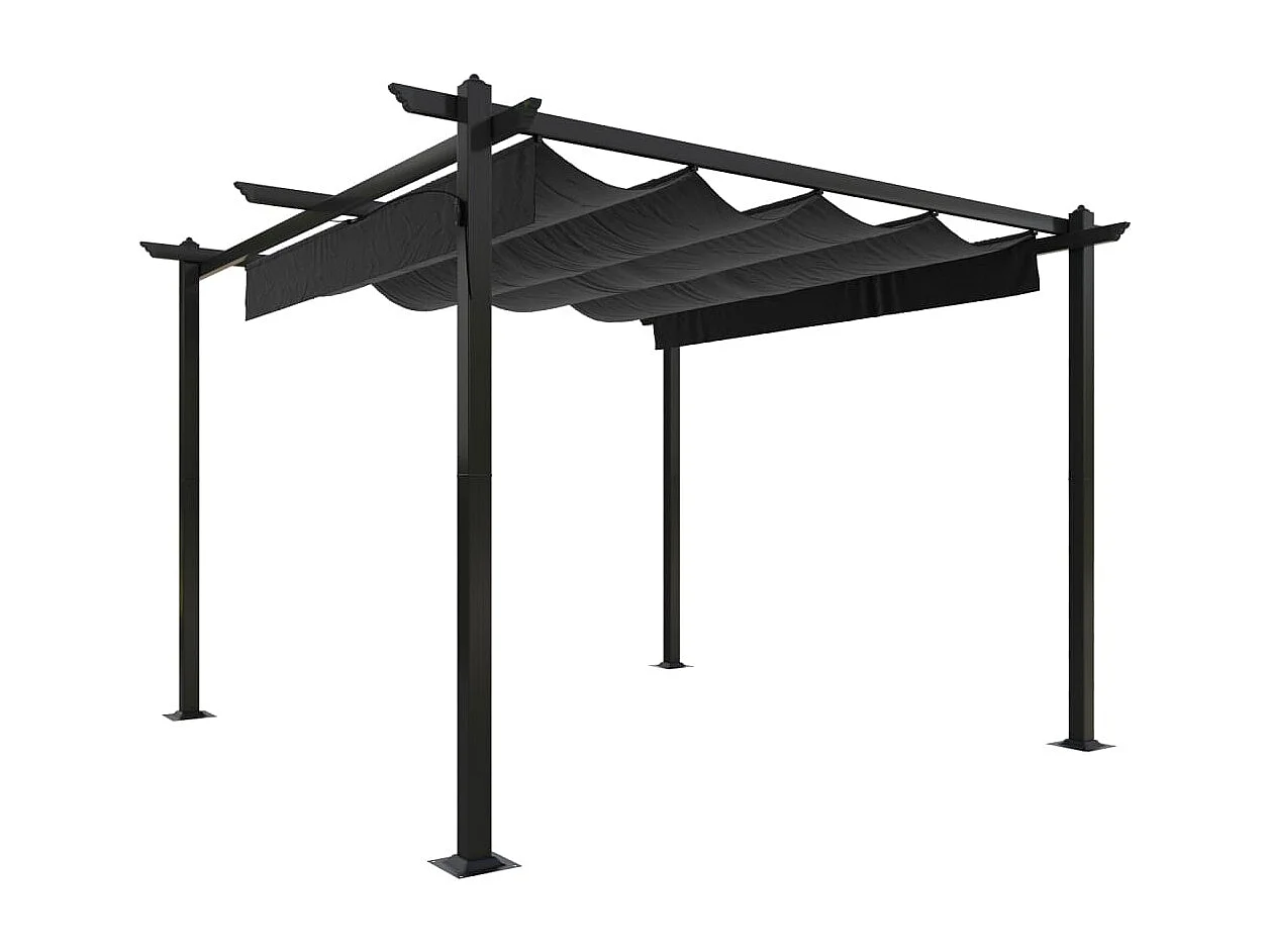 Gazebo da giardino con tetto retrattile 3x3 m Antracite