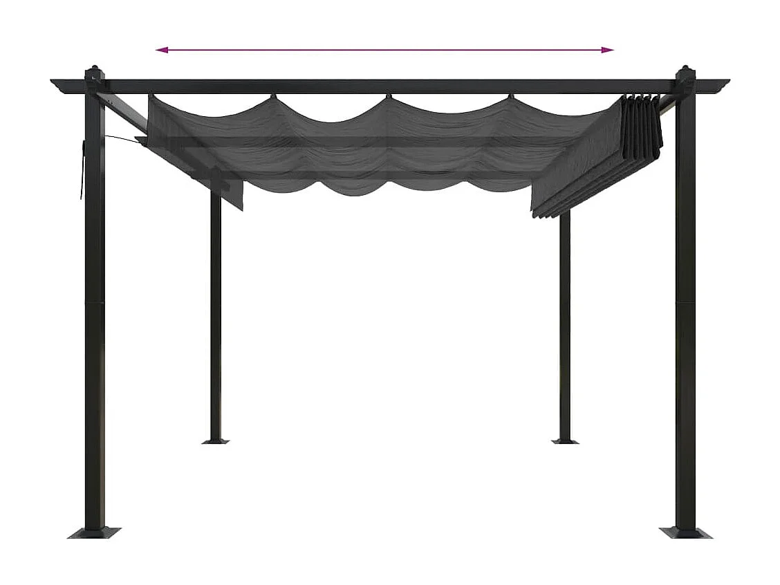Gazebo da giardino con tetto retrattile 3x3 m Antracite