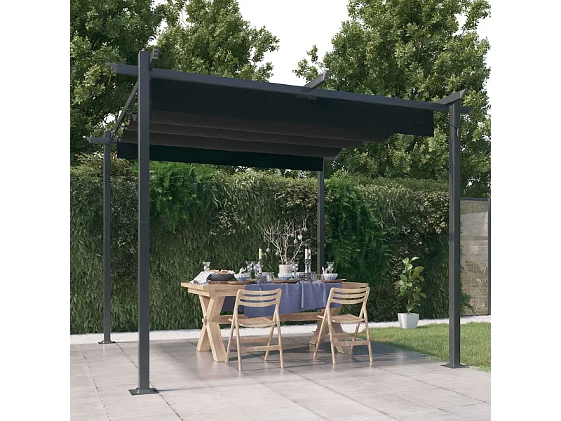 Gazebo da giardino con tetto retrattile 3x3 m Antracite